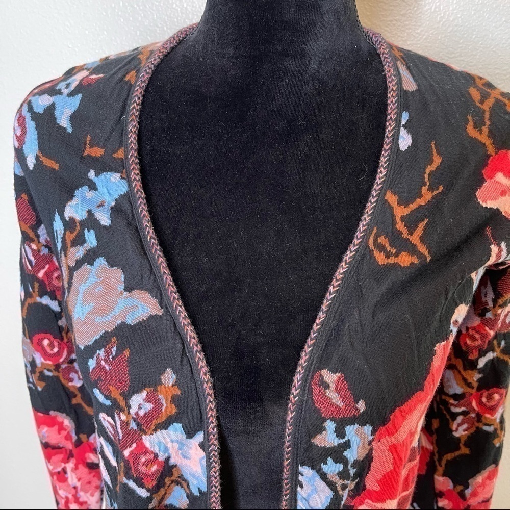 I.N.C Floral Embroidered Fringe Open Front Cardigan Petite Small - Picture 2 of 8